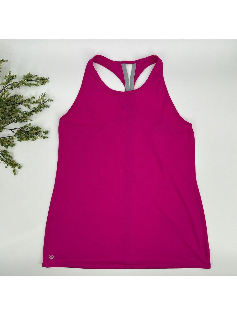 Athleta Hot Pink Reflective Racerback Tank Top Size S Women's Running Athletic